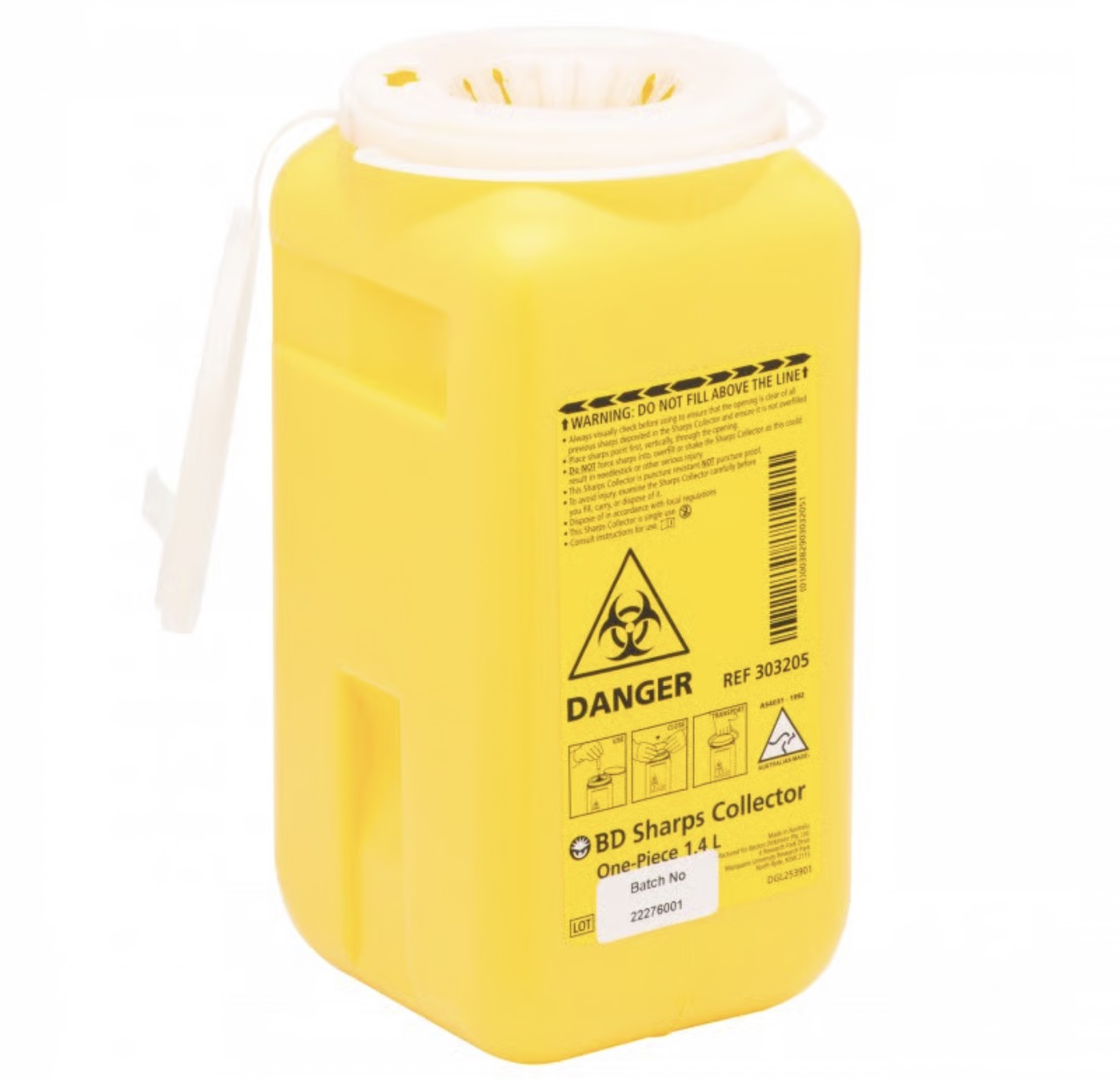 1.4L BD Sharps Collector – One-Piece Design