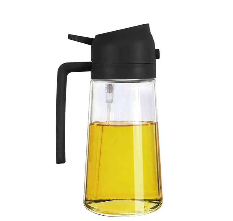 Glass Oil Dispenser – Black Lid