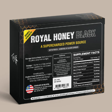 Royal Honey Black – SuperCharged (12 Sachets – 20G)